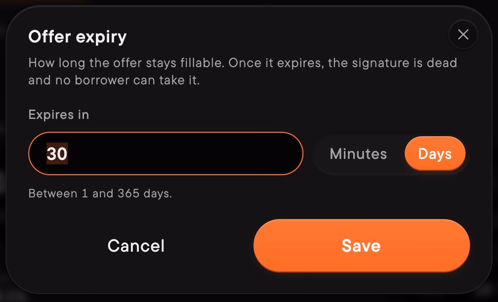 Set how long your offer stays open.