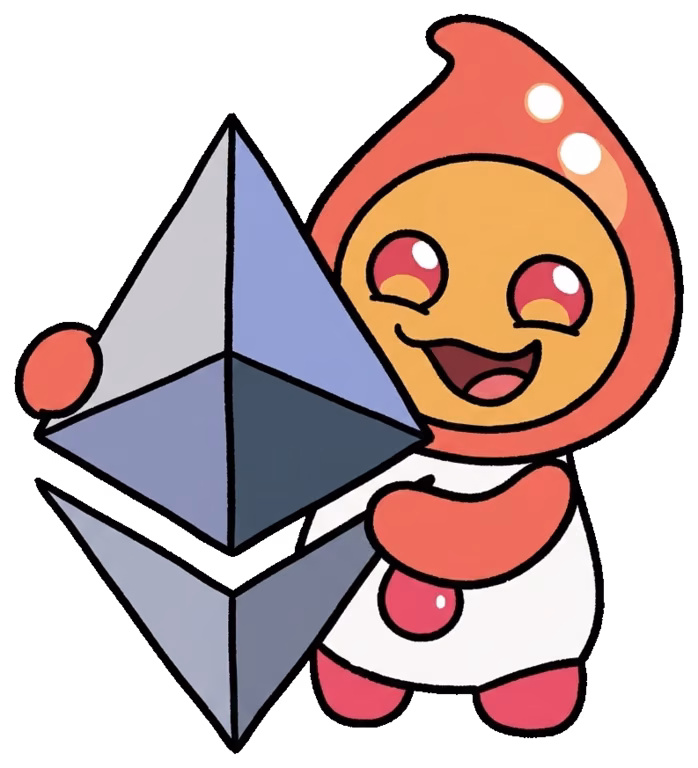 Quid hugging a big Ethereum logo